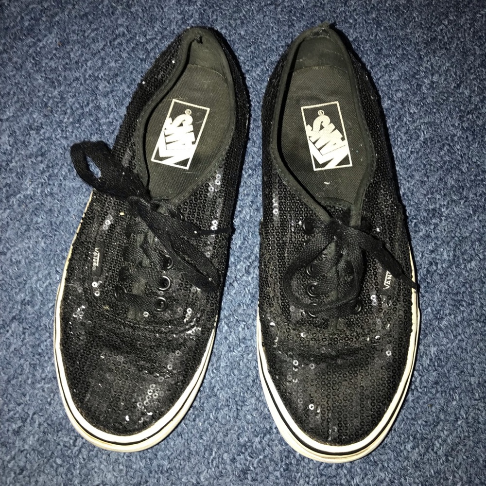Black, Sparkly Vans size 8